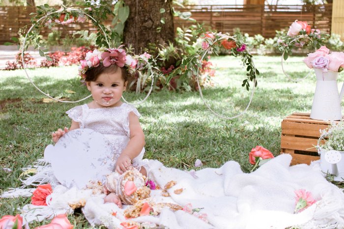 Smash the cake con flores