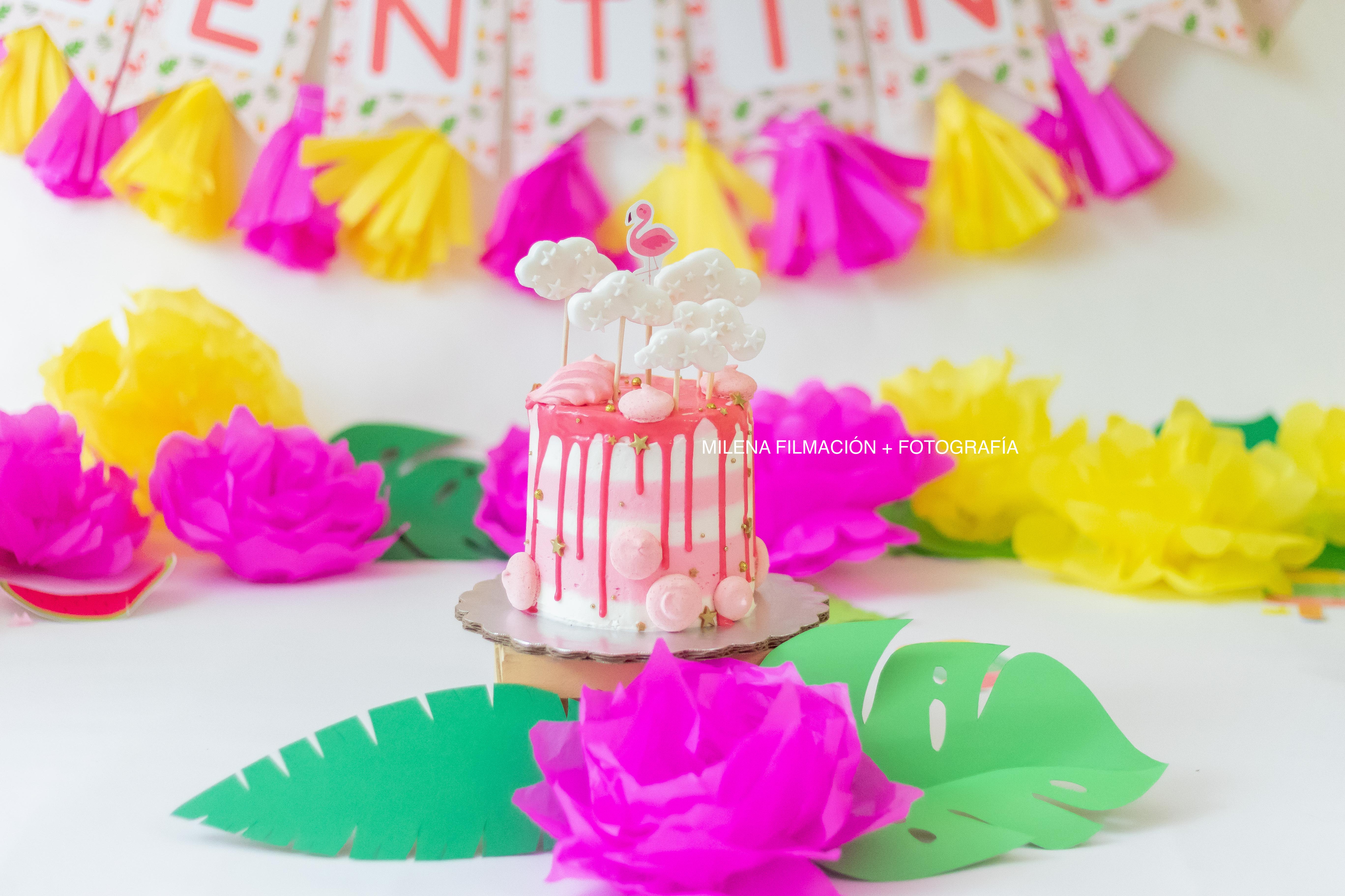 pastel rosa dorado flamenco nubes