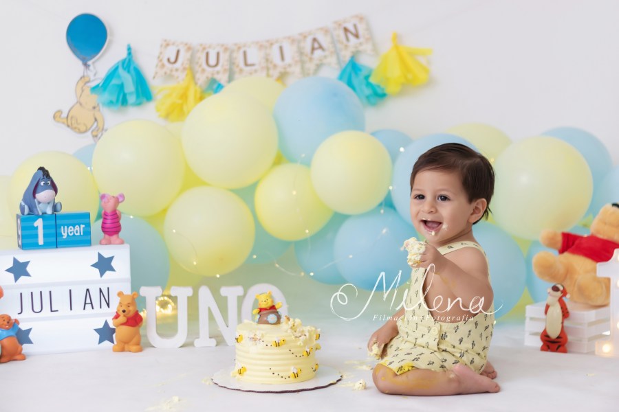 sesión fotográfica smash the cake Winnie pooh Tuxtla Gutierrez